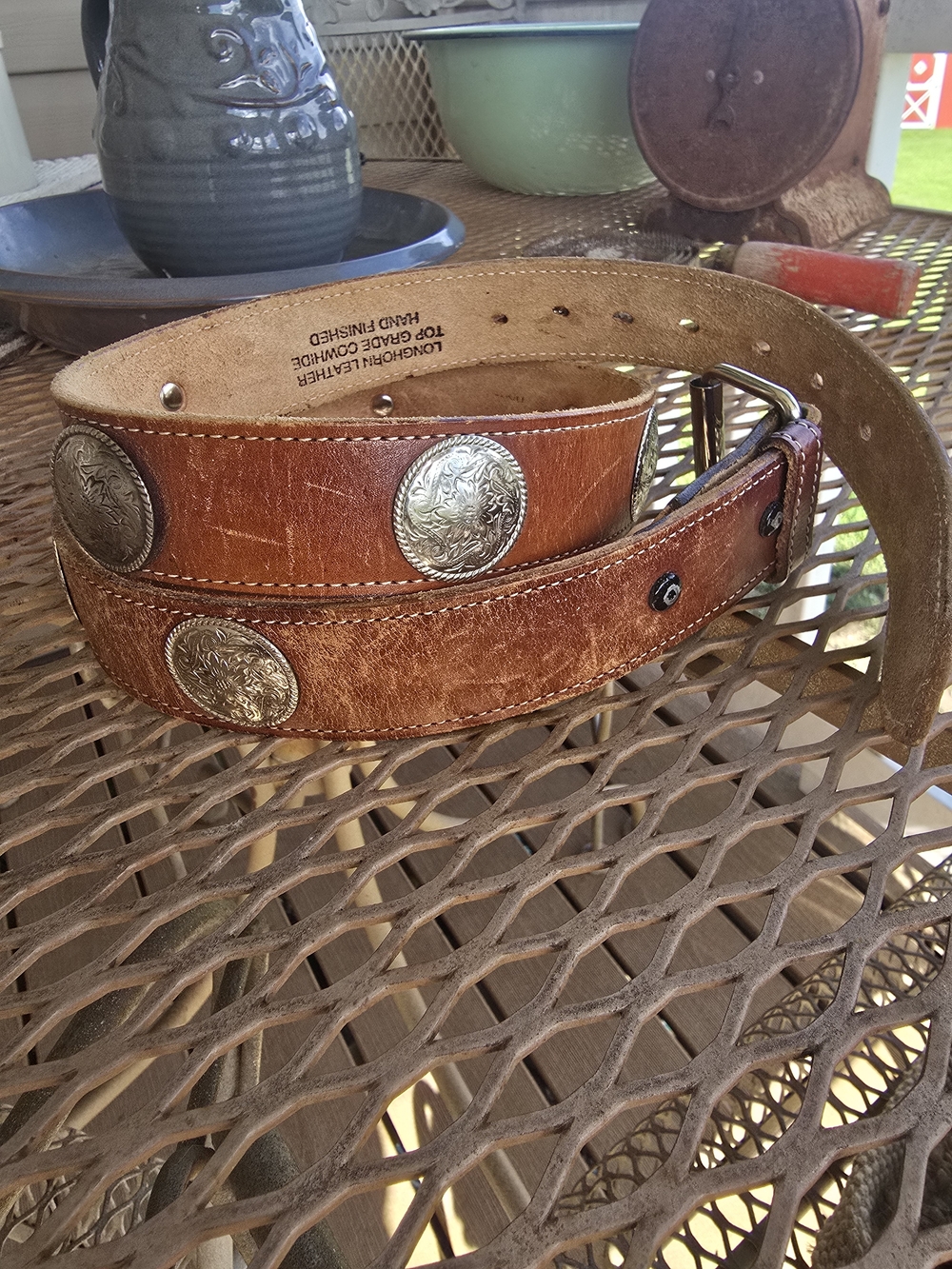 Vintage Handcrafted Brown Leather Western Belt